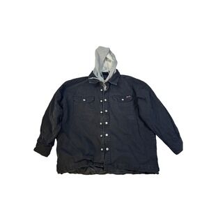 Genuine Dickies Mens Canvas Hooded Work Jacket Black Quilted Lined Large L 42-44